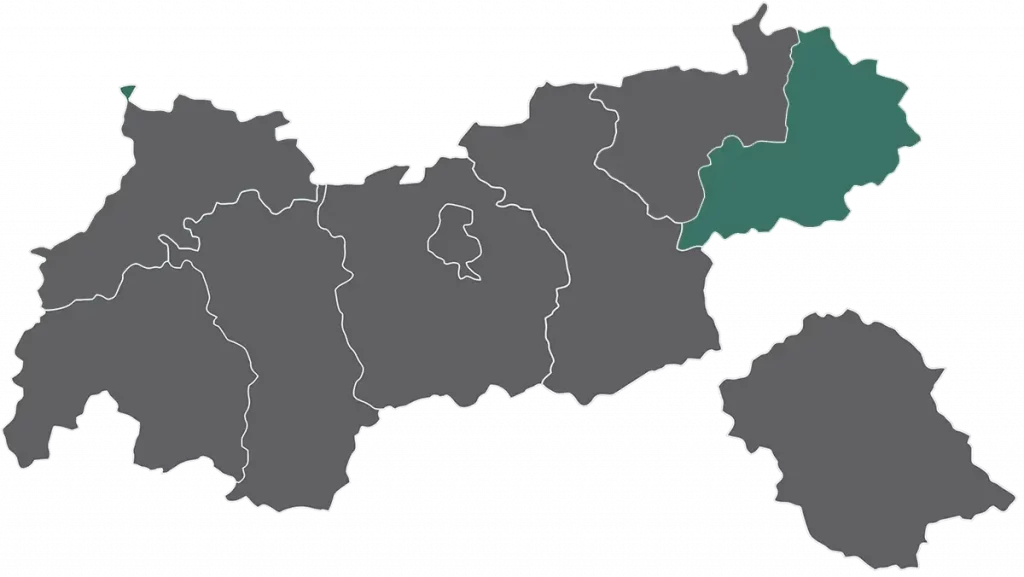 Tirol Karte mit hervorgehobenem Bezirk Kitzbühel