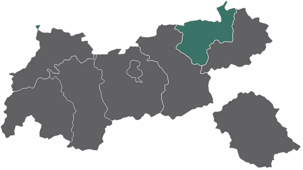 Tirol Karte mit hervorgehobenem Bezirk Kufstein