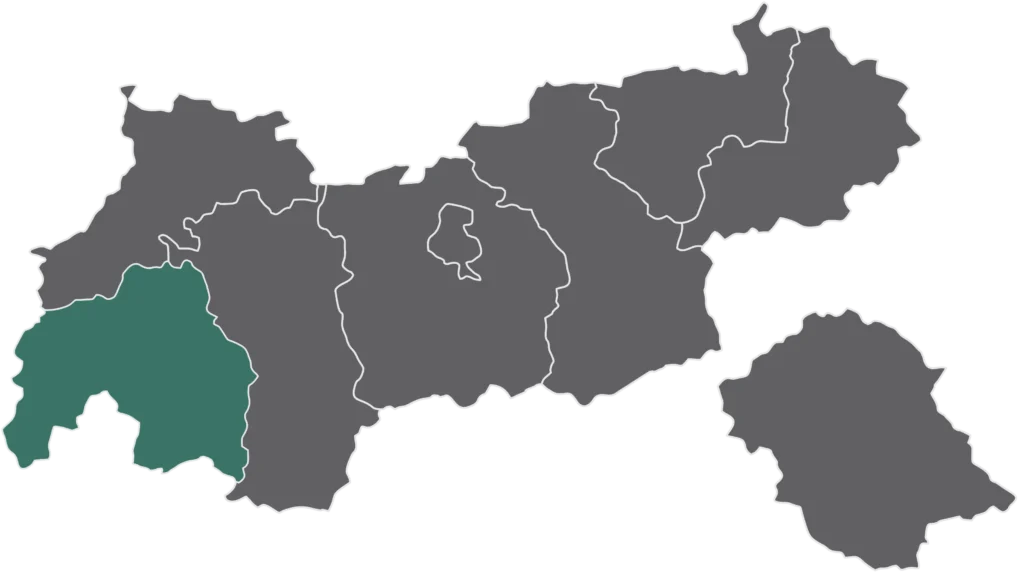 Tirol Karte mit hervorgehobenem Bezirk Landeck