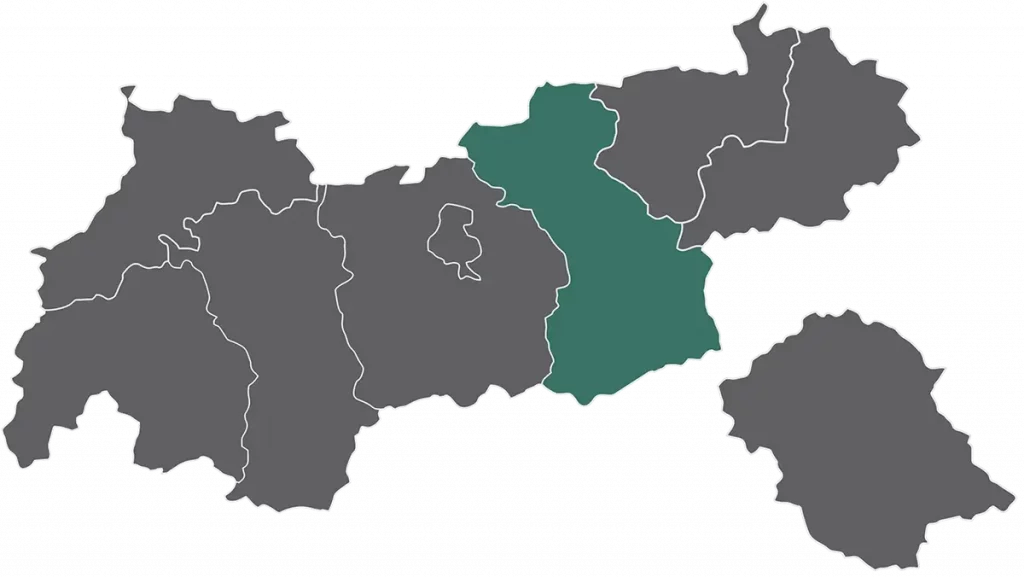 Tirol Karte mit hervorgehobenem Bezirk Schwaz
